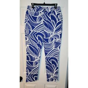 Chico's So Slimming Carbon Swirls Blue and White Pants Size 1X‎ Ankle